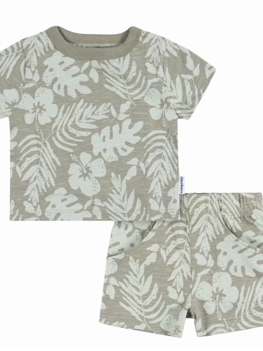 Gerber Sage Tropical Leaf Short Sleeve Pajama Set